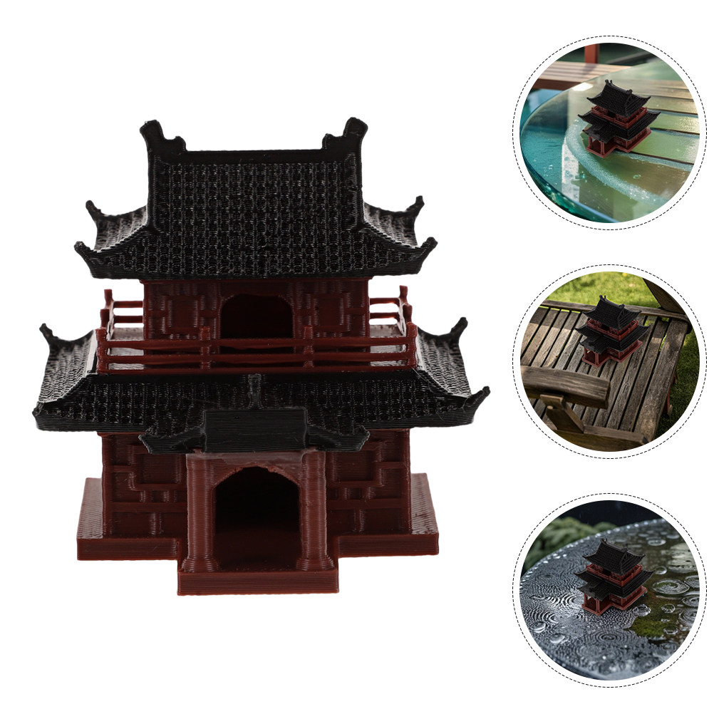 Mini Bonsai Zen Garden - Mini Pagodes Escultura de Pavilhão Antigo