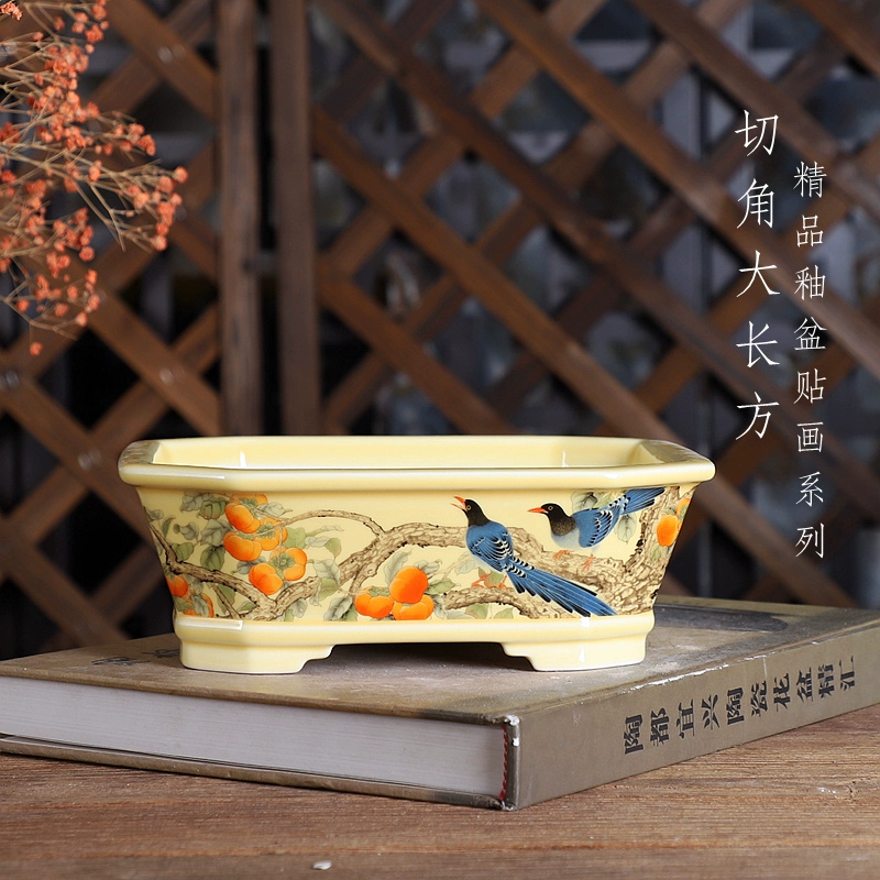 Bonsai Garden Table - Pote de bonsai retangular de porcelana,