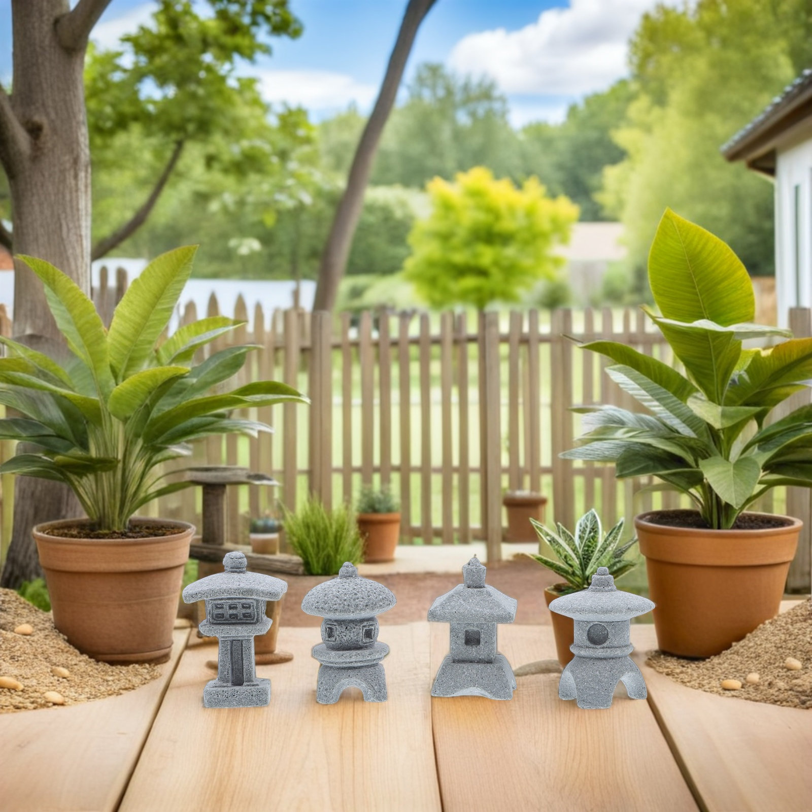 Mini Bonsai Zen Garden - 4 Peças de Mini Escultura de