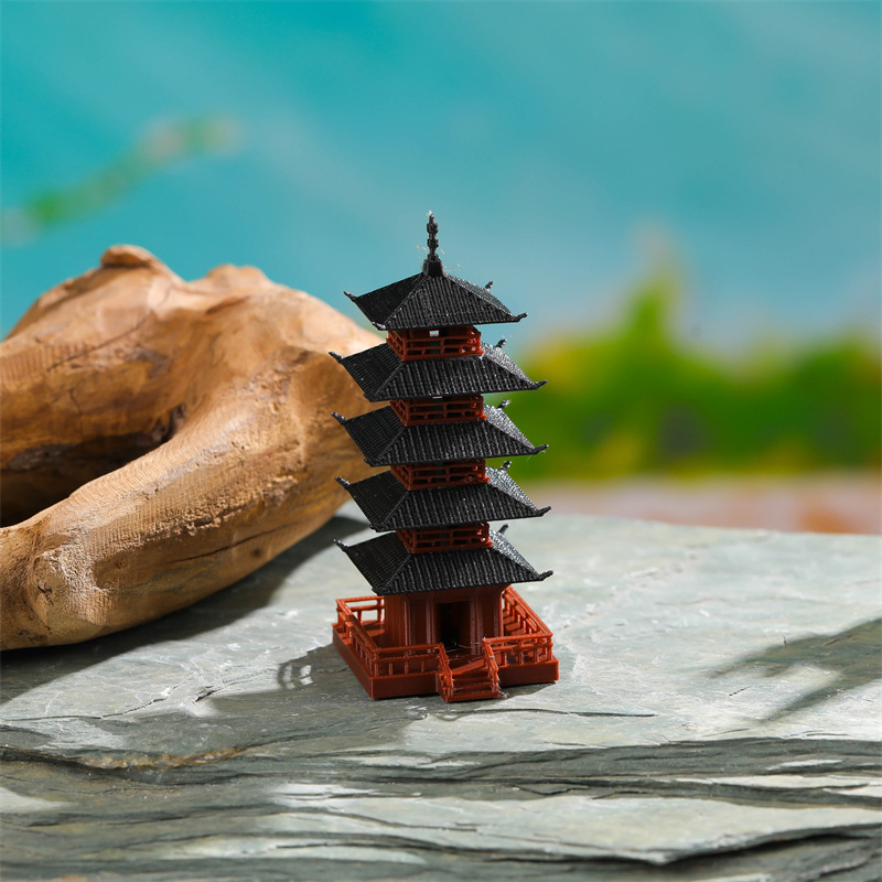 Mini Bonsai Zen Garden - 1 peça Mini Estátua de Pagode,