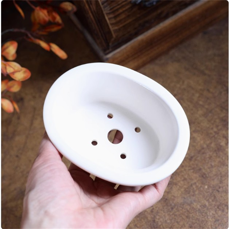 Pote de bonsai oval branco de  - Bonsai Garden Chinese Garden avaliação e preço