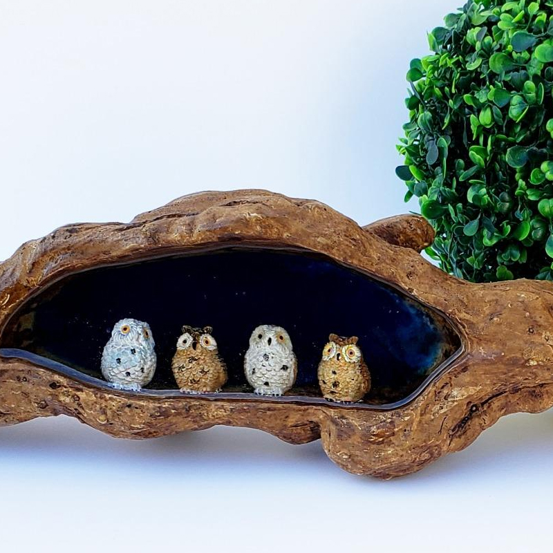 4 pçs resina mini corujas anim - Landscape Bonsai Garden avaliação e preço