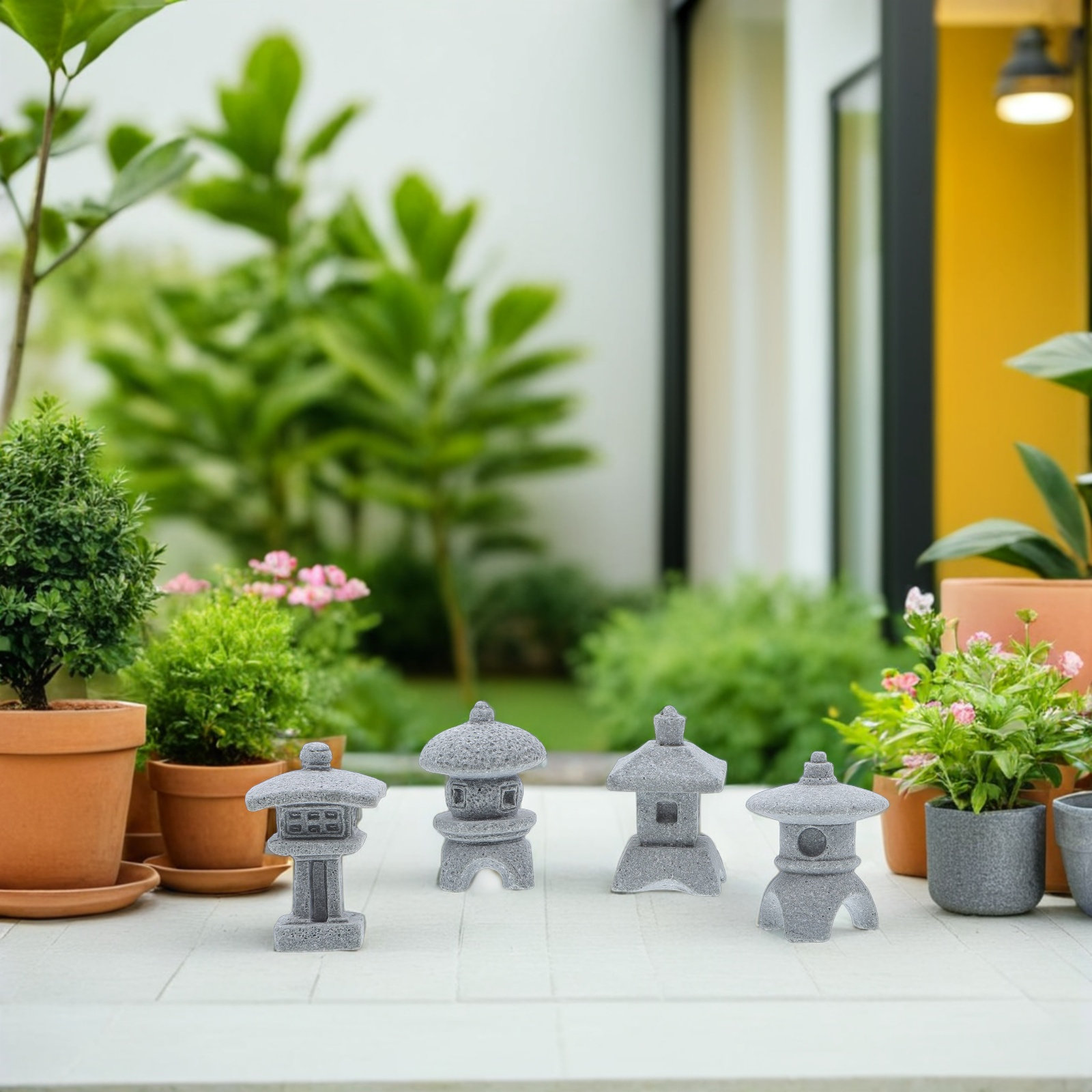 4 Peças de Mini Escultura de P - Mini Bonsai Zen Garden avaliação e preço